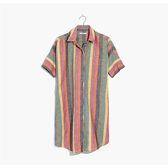 Madewell Button-up Courier Shirtdress in Rainbow Stripe - Picture 5 of 11